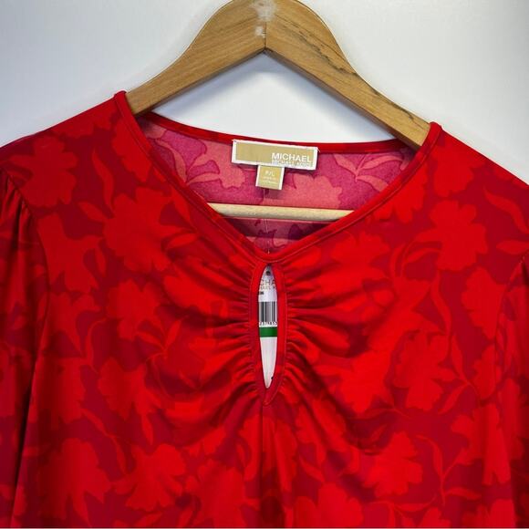 Michael Kors Shadow Fleur Print long sleeve top deep pink - PL - Picture 6 of 11